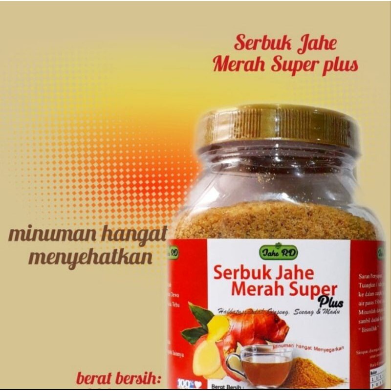 Jahe RD Jahe Merah Super Bubuk Botol 330 Gram Plus Herbal Berkhasiat Rasa Mantab