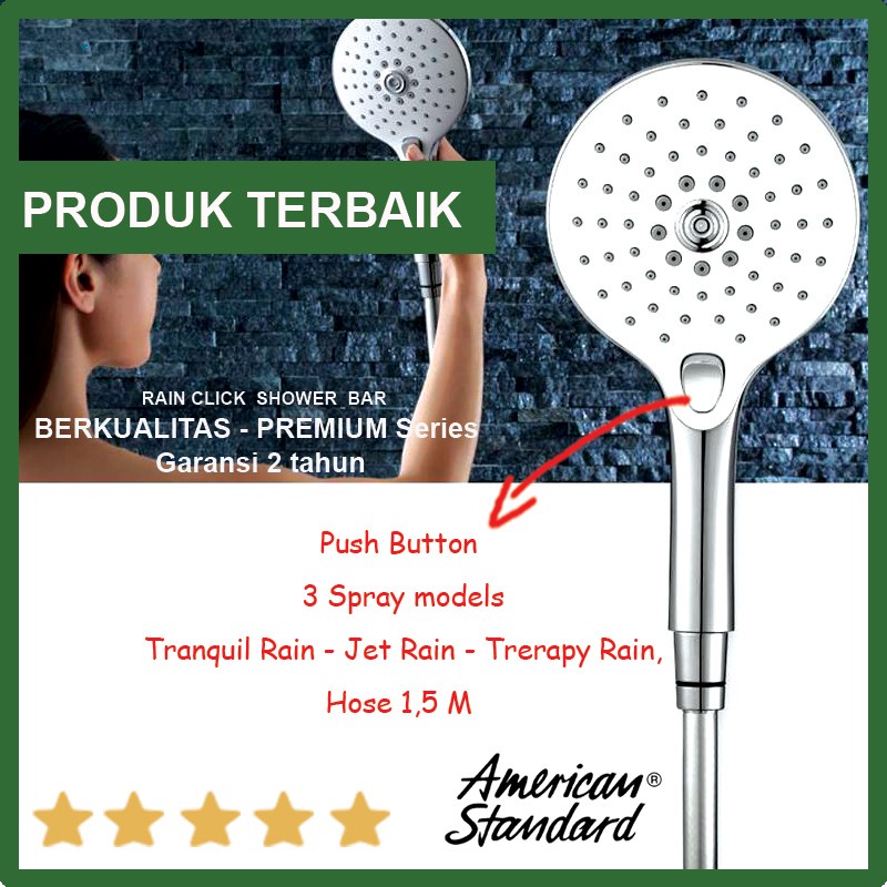 TERBARU American standard Rain click hand shower + curved slide bar