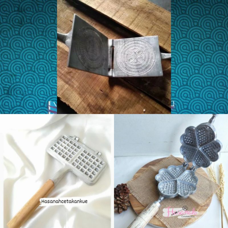 MD Cetakan Kue Jepit Semprong/Waffle/Baple/Telur/Telor Gulung/Egg roll/Opak Gambir Double Kotak/Squa