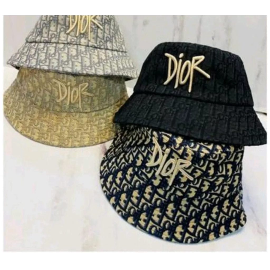 Topi Fashion Pria Wanita / Bucket Hats  Motif Merk Dior0 Mirror Quality