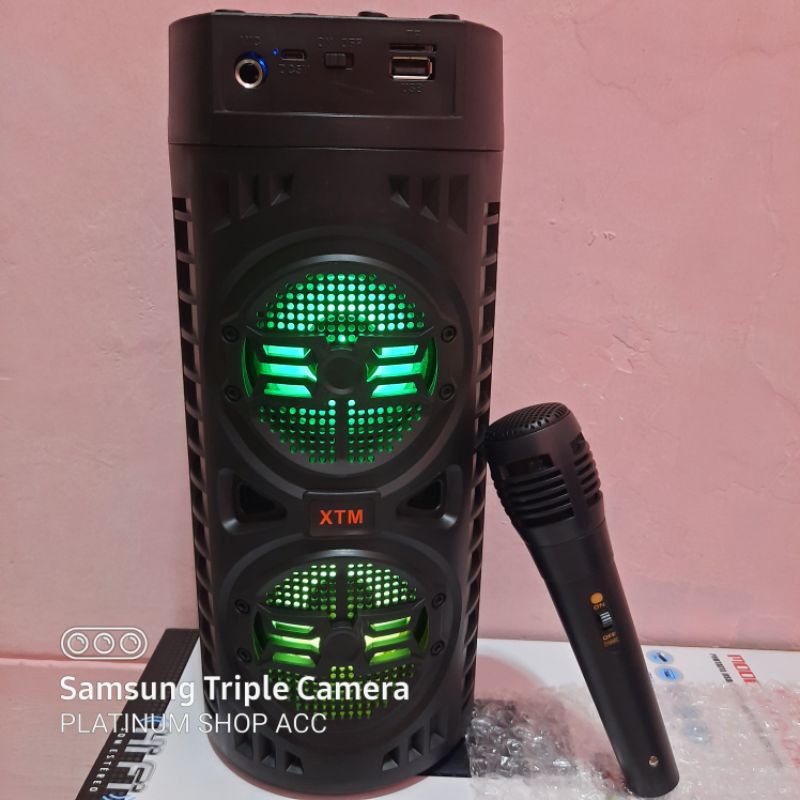 SPEAKER BLUETOOTH BONUS MIC KARAOKE/SALON AKTIF PORTABLE SUPER BASS WIRELESS SPEKER USB LED