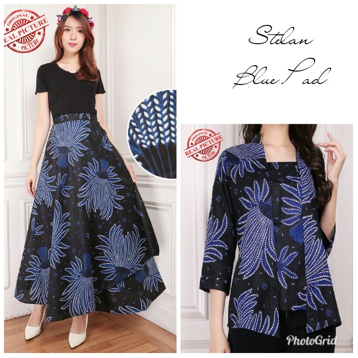 Couple Abaya Batik Florita Dan Rok Payung Maxi Wanita