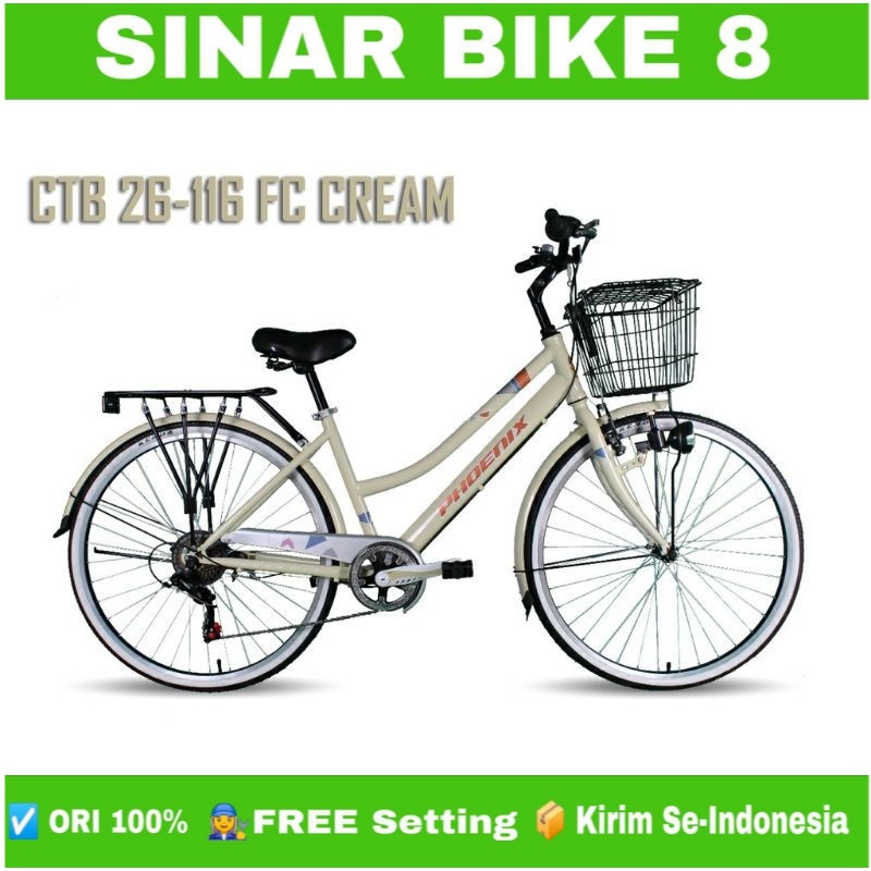 Sepeda Keranjang Dewasa Perempuan CTB PHONIEX FC 116 Ukuran 26 Inch 7 Speed