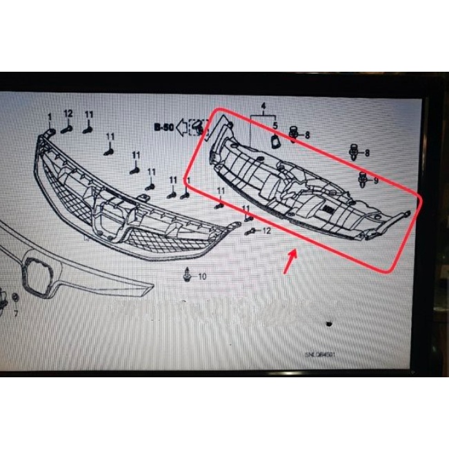 Cover Base Gril Grill Grille - Tutup Plastik Hitam Atas Radiator Honda Civic FD-1 FD-2 2006 2007 20