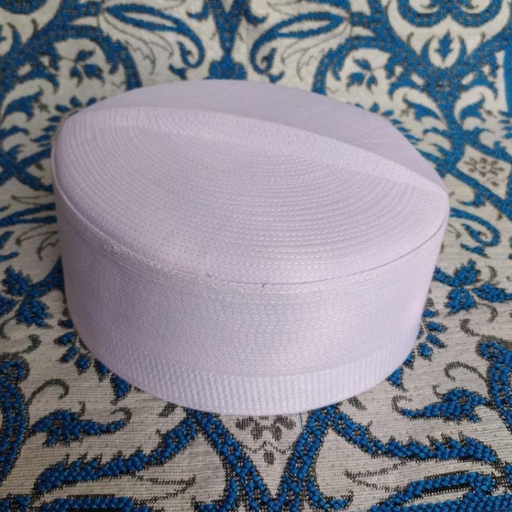 NJA.01Jl22e– Peci Songkok Recca Bugis Putih HABAIB Peci Putih Haji tinggi 7 cm Peci Recca Bugis Maka