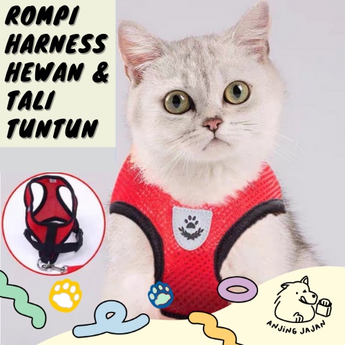 Rompi Harness Anjing dan Kucing + Tali Tuntun Untuk Anjing / Kucing | Harness + Leash Dog / Cat MURAH