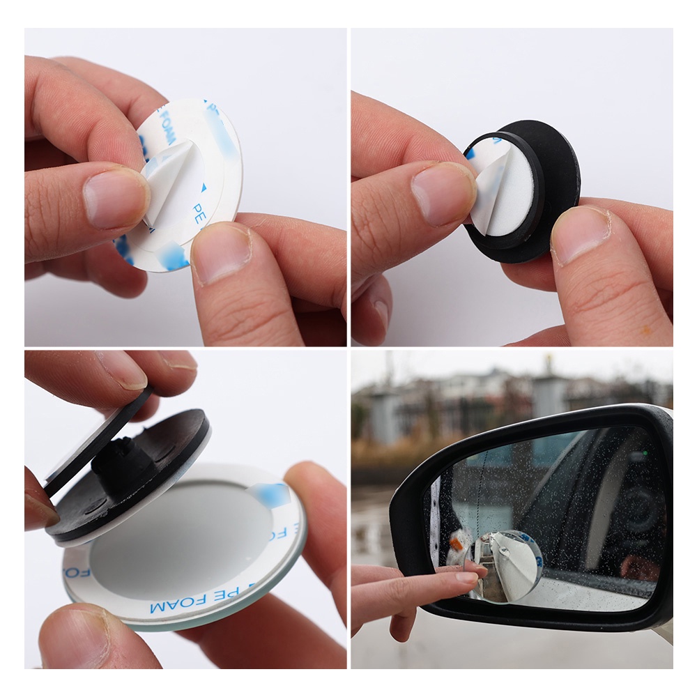 2pcs Kaca Spion Blind Spot Mobil Universal Bentuk Bulat Kecil Dapat Berputar 360 Derajat