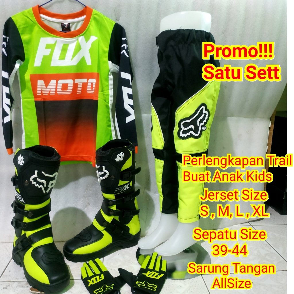 sepatu cross anak jersy set cross trail anak sarung tangan buat anak setelan offorad satu stel buat anak kids kualitas premium kode 001