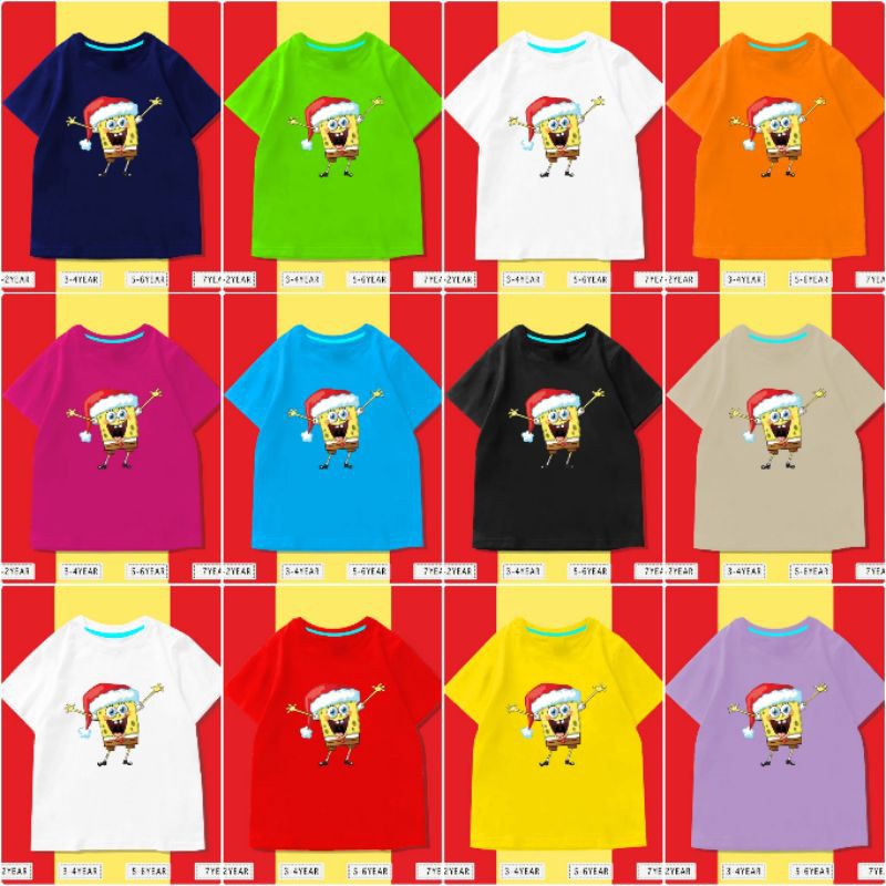 T-SHIRT / KAOS KIDS SPONGEBOB NATAL CHRISTMAS