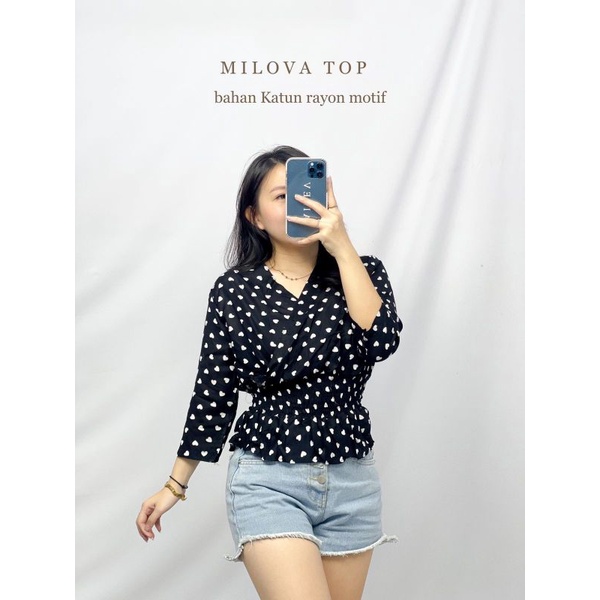 BLOUSE WANITA BAJU ATASAN CEWEK MILOVA MOTIF FASHION KEKINIAN