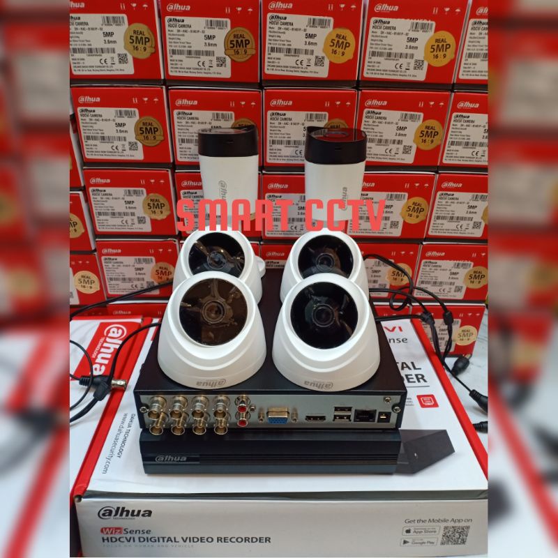 PAKET CCTV DAHUA 5MP 8 CHANNEL 6 CAMERA LENGKAP GARANSI RESMI