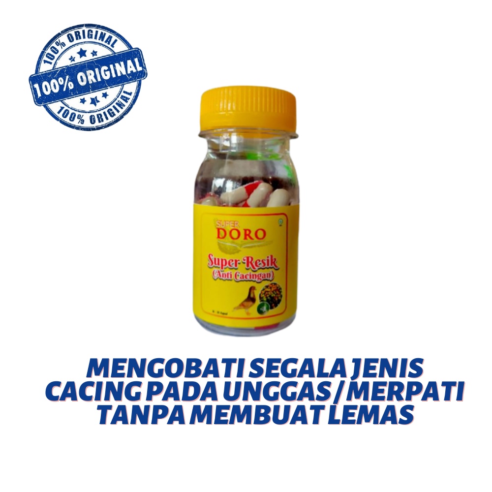 Obat cacing merpati / burung SUPER DORO isi 25 kapsul