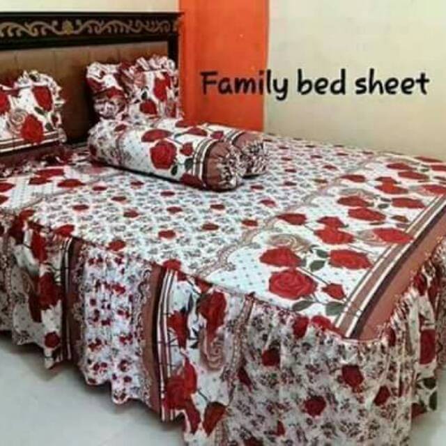 Sprei Rumbai Susun 2 Motif Mawar Merah New