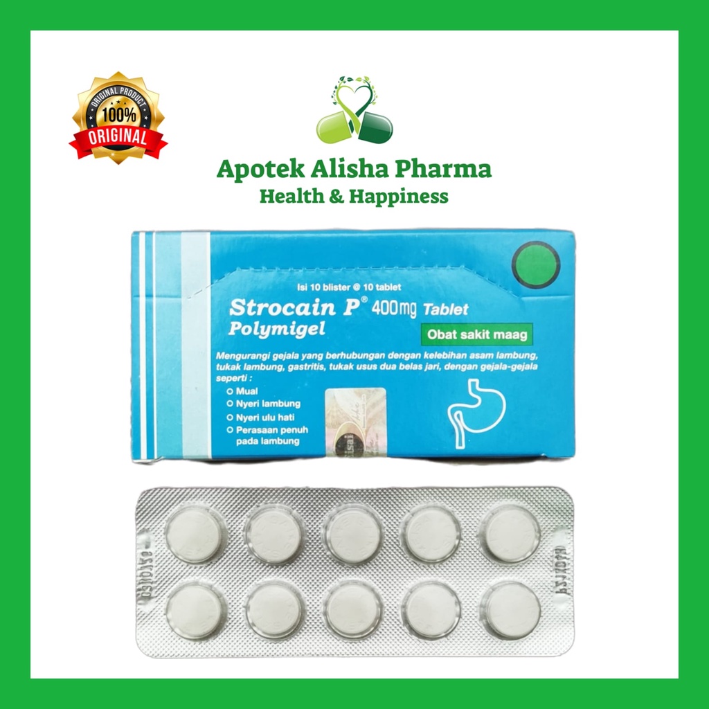 Strocain P Tablet (Strip 10tablet) - Strokain P Tablet Obat Maag / Pencernaan Lambung / Kembung