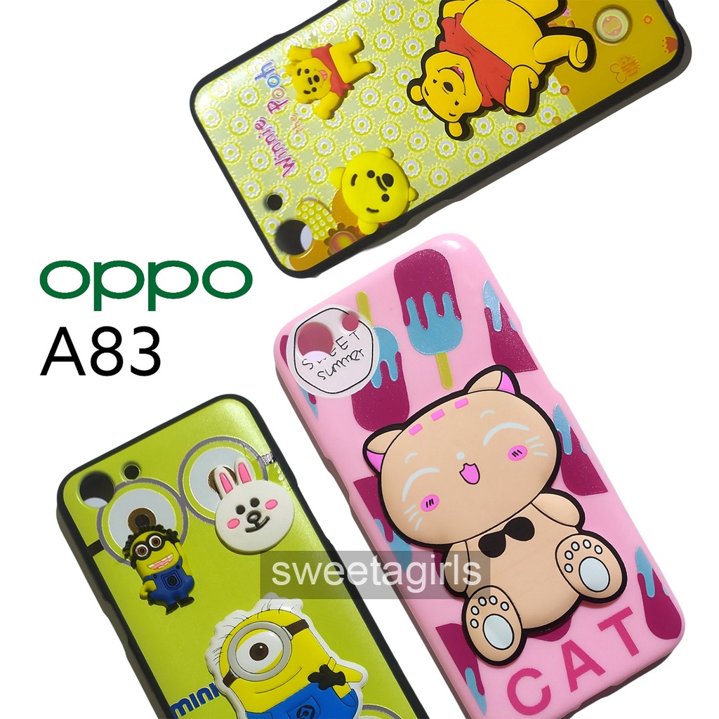 Silicon Case Glossy + Boneka 3D - Oppo A83 - sweetacase.id - Motif Kartun - Bisa Bayar Ditempat / COD / Casing Terbaru / Karakter Lucu / Casing Kartun / Kartun / Case murah / diskon / Import