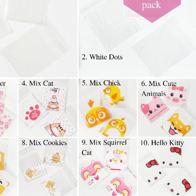 

✰ [7x7 cm] Plastik Cookies Bag Packing (100 pcs) Coklat Permen Kue Souvenir Aksesoris Kemasan Plasti