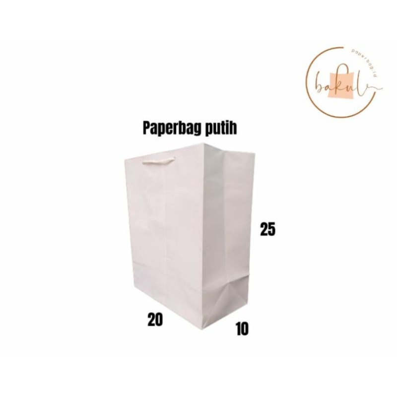

(isi 12) PAPERBAG PUTIH POLOS 20X10X25 TAS KERTAS SOUVENIR SHOPPING BAG