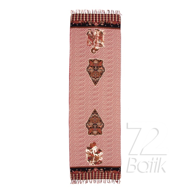 SYAL BATIK PREMIUM MOTIF WAYANG KAWUNG MERAH PUTIH COKLAT HITAM 727693 CAP 72