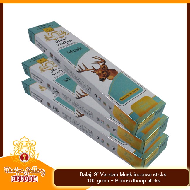 Dupa/ Hio wangi Harum Balaji 9&quot; Vandan Musk incense sticks 100 gram + Bonus dhoop sticks