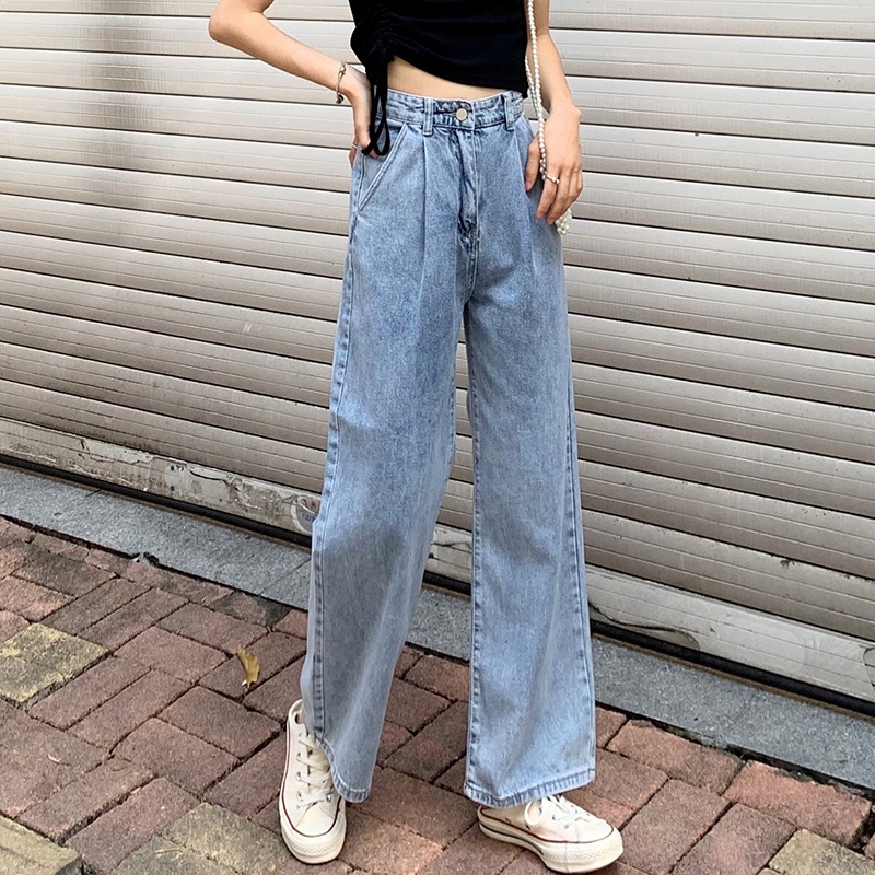 Karet Pinggang Highwaist Loose Celana Jeans Wantia Impor