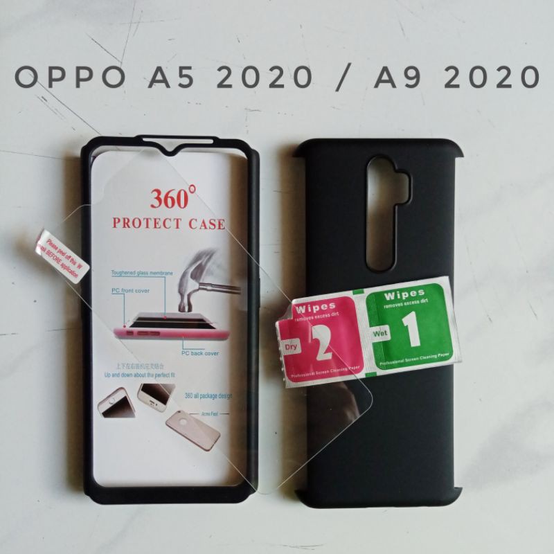 Casing Oppo A5 2020 A9 2020 360 Hard Case Black hitam