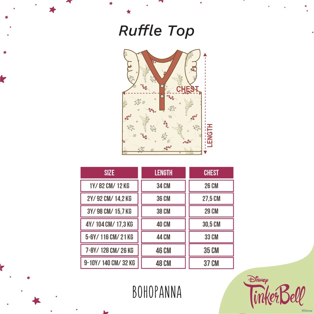 BOHOPANNA RUFFLE TOP DISNEY / ATASAN ANAK  MOTIF DISNEY