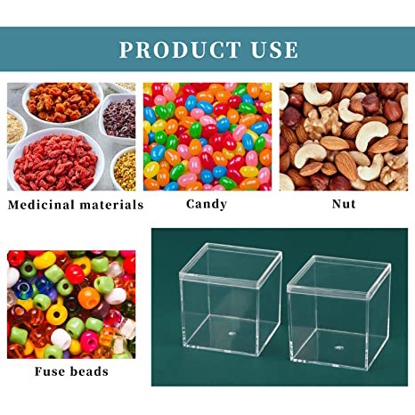 Kotak Kubus Persegi Wadah Candy Box Tahan Lama Transparan Case Akrilik Bening Dengan Tutup Organizer Plastik Banyak Kegunaan