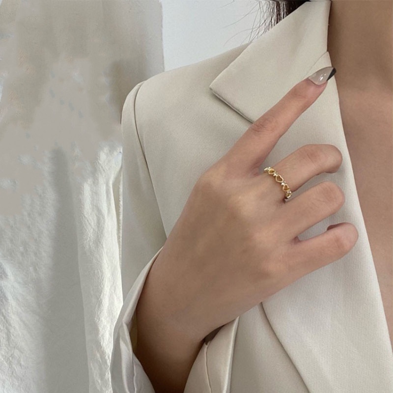 Cincin Bentuk Hati Aksen Berlian Untuk Wanita