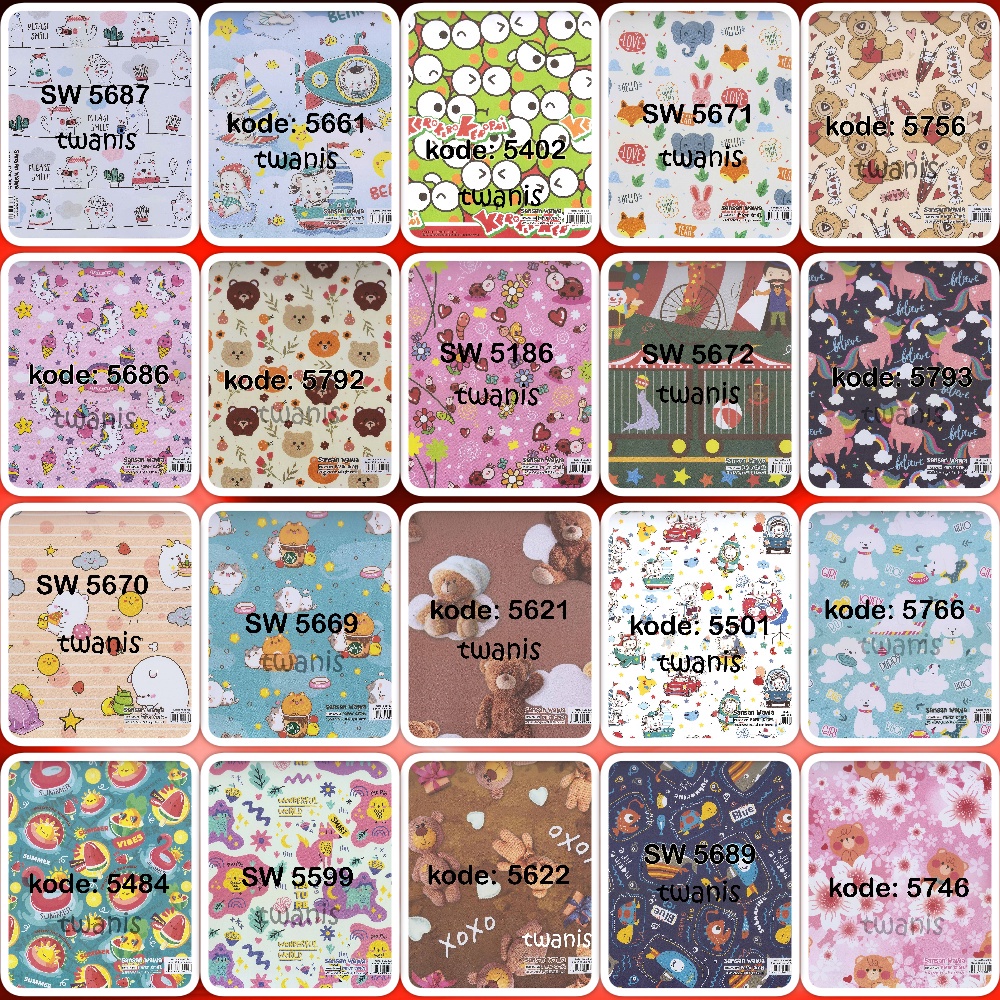 

Kertas Kado Motif Anak SANWA Isi 30 Lembar Boleh Pilih Motif Minimal 5 Lembar Per Motif