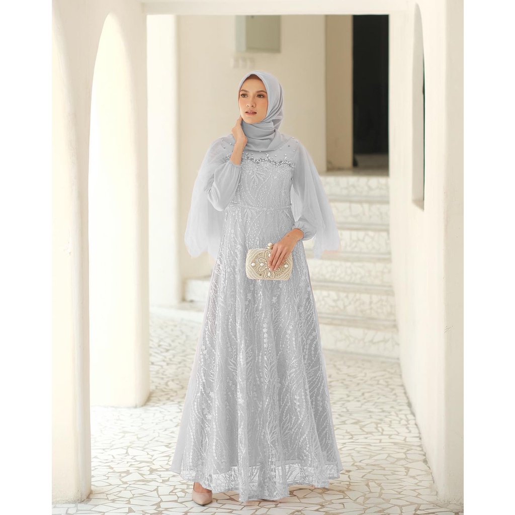 Gamis Brukat Modern Terbaru, Gamis Remaja Dress Wanita Dress Kondangan Lamaran Wisuda Lebaran 2022-8