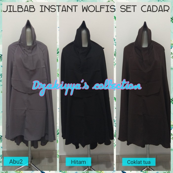 Jilbab instant wolfis set cadar /jilbab jumbo /bergo syari