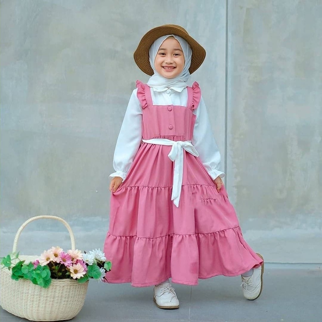 SANRA DRESS KIDS IK 9 - 11 TAHUN SYAKILLA RESLETING DEPAN + FREE BELT TERPISAH SIZE S - XL   NYAMAN DI PAKAI DAN SIMPLEKIDSS TERBARU 2022