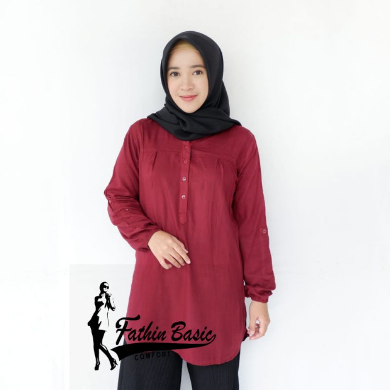 Maroon - Polos Marun - Blouse Polos Rayon - Fathin Basic - Tanahabang Collection