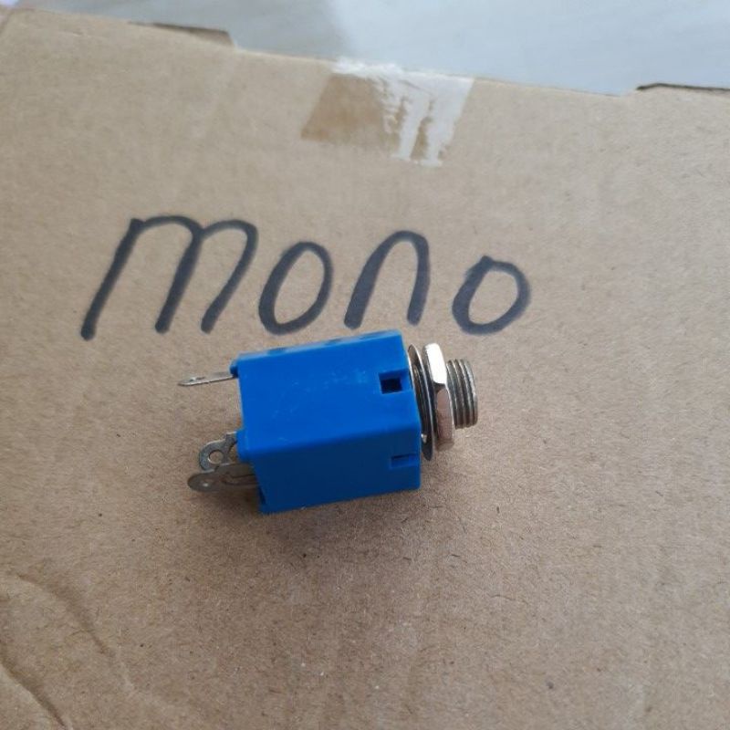 SOCKET MIC SOKET AKAI MONO HITAM/BIRU BIASA