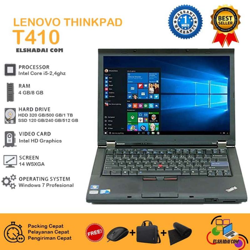 HARGA LAPTOP BEKAS || Lenovo thinkpad T410 core i5 NVIDIA nvs 3100m. WEBCAM. layar 14. mulus
