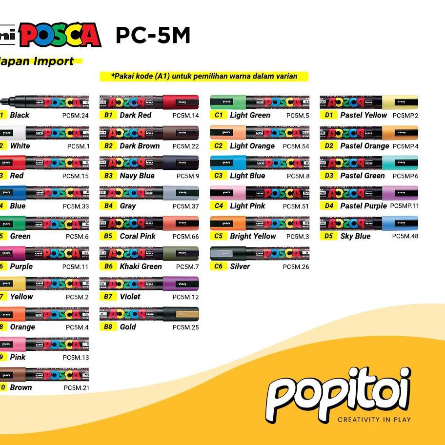 

READY ✅UNI POSCA PC-5M Paint Marker (Medium Point) Spidol warna warni PC 5M PC5M|KD9