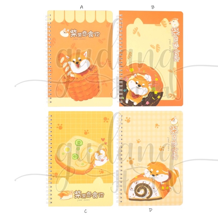 Notebook A5 Spiral Bakery Dog Buku Motif Hewan Shiba Unik GH 308816