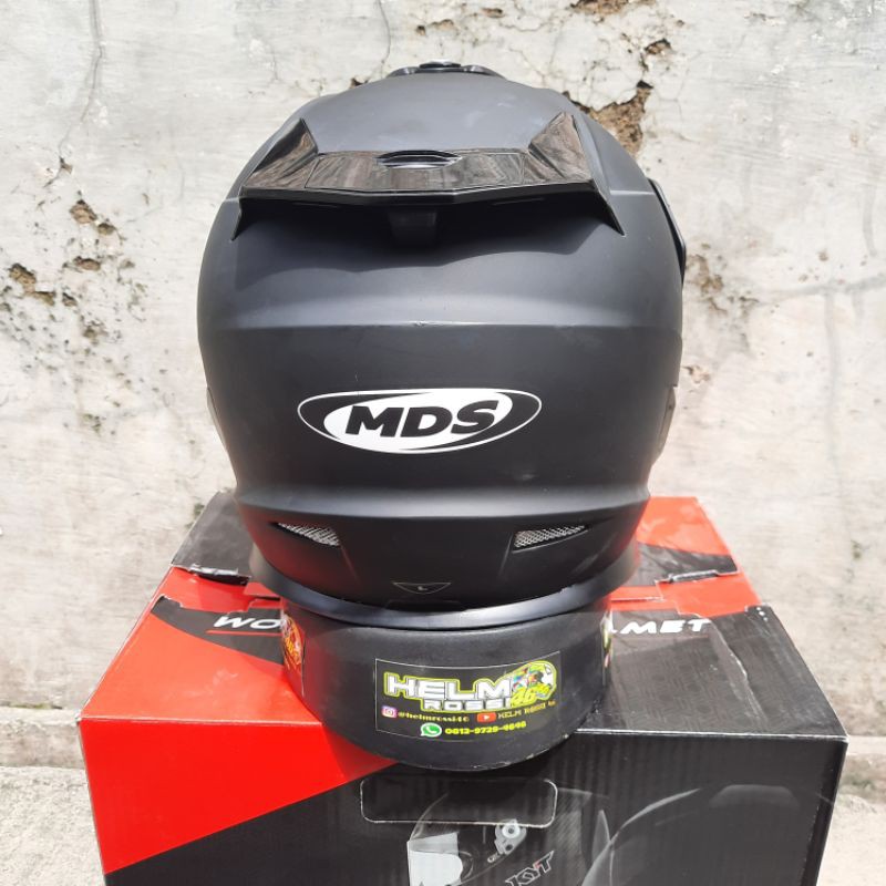 Helm MDS SUPER PRO Superpro SOLID 2 VISOR || MDS Cross hitam doff Glossy putih abu abu Original