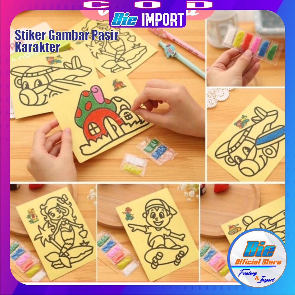 Mainan Edukasi Stiker Gambar Pasir Warna Impor Best Seller