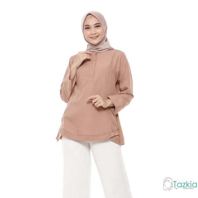 Atasan Muslim Wanita | Arra Blouse | Tazkia Hijab Store | Original - Cokelat, M