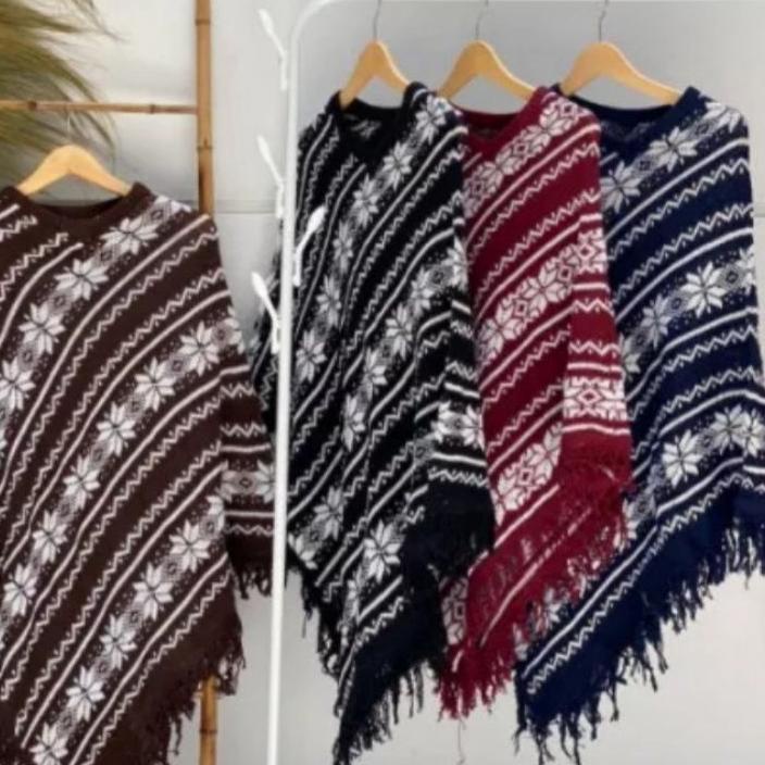 Terjangkau - CARDIGAN RAJUT PONCO RAWIS/ATASAN WANITA RAJUT BATIK RUMBAI/CADRIGAN RAJUT PONCO BATIK