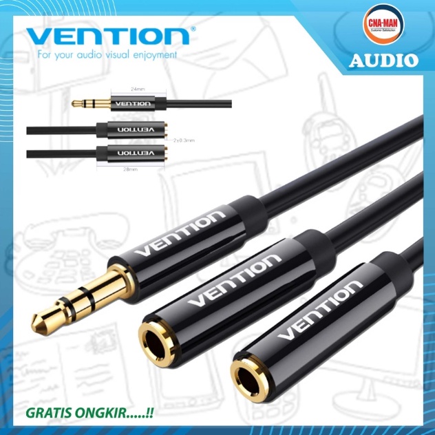 Vention Kabel Splitter Audio 3.5mm Male to 2 Female Earphone Headphone