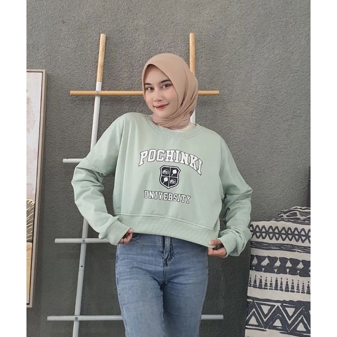 Sweater Wanita Crop Oversize | POCHINKI CROP SWEATER | korean Style Wanita