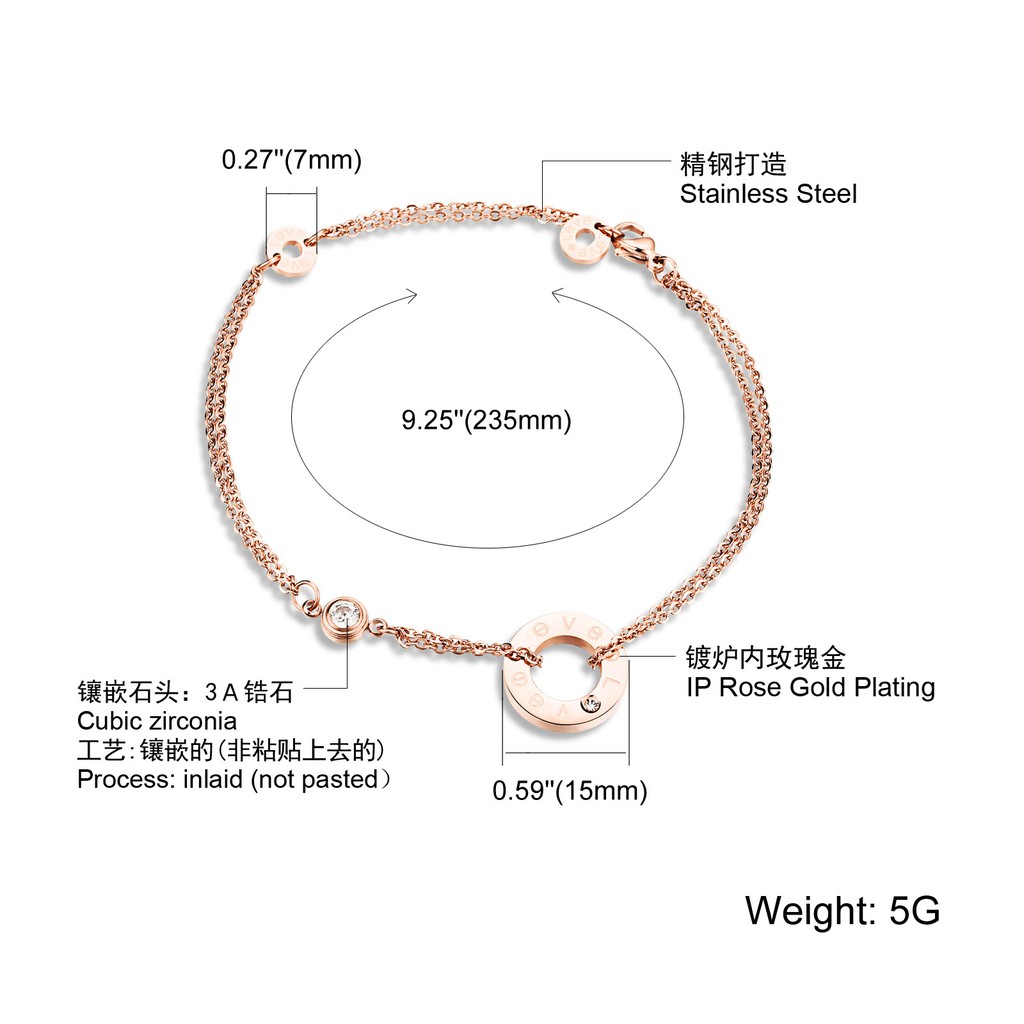 Gelang Titanium Wanita Import Korea Stainless Anti Karat GK142 Cocok Hadiah