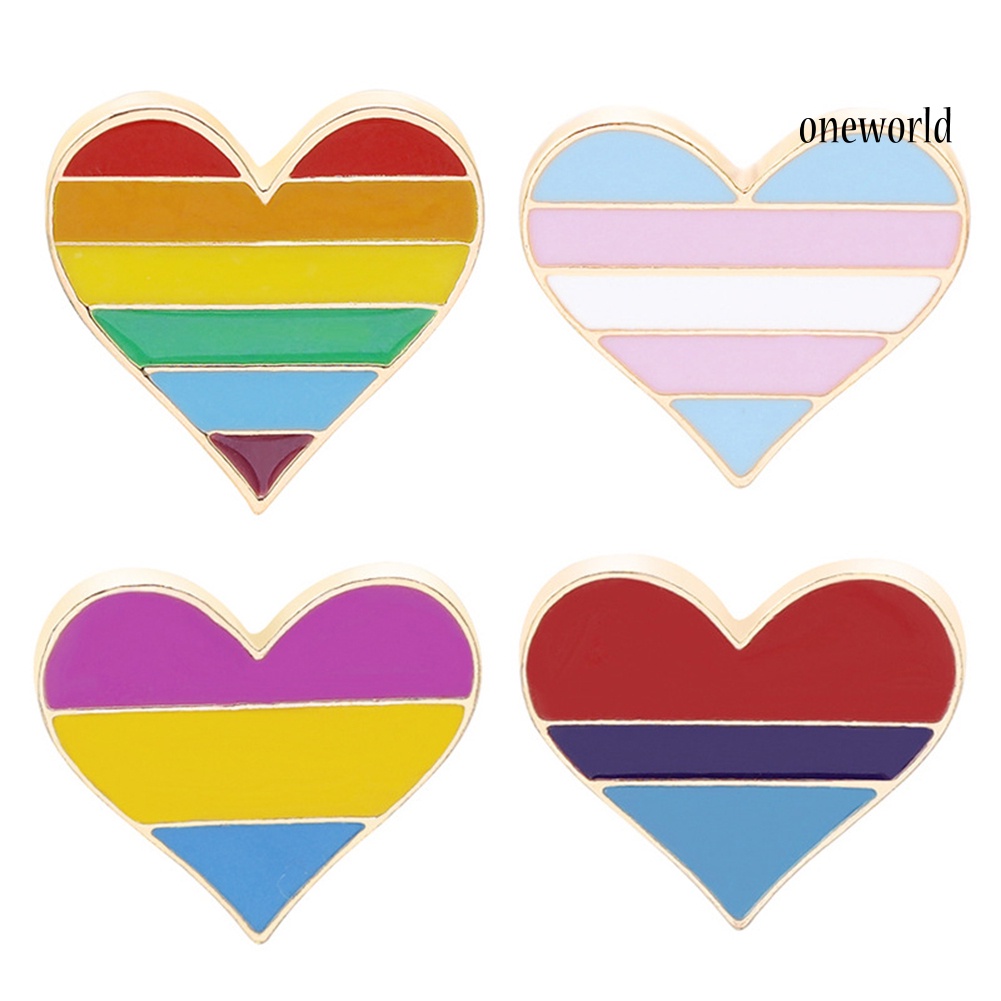 OW@ Cute Rainbow Heart Enamel Brooch Pin Gay Pride Metal Badge Hat Collar Jewelry