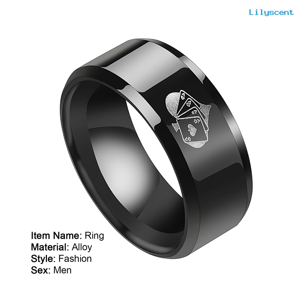 Ls Cincin Motif Kartu Remi Sekop Hati Bahan Alloy Warna Hitam Untuk Wanitaclub