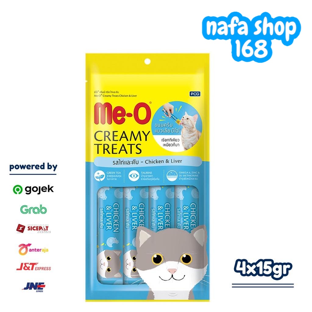 Meo Creamy Treats Snack Kucing Chicken &amp; Liver Flavor 4x15gr