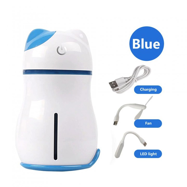 Adorable Lucky Cat 3 in 1 Mini Humidifier with LED Light Mini Fan 200ML