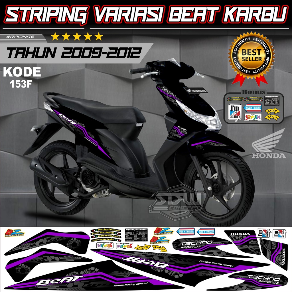 Striping Beat Karbu Stiker Lis Motor Beat Karbu Variasi kode 153