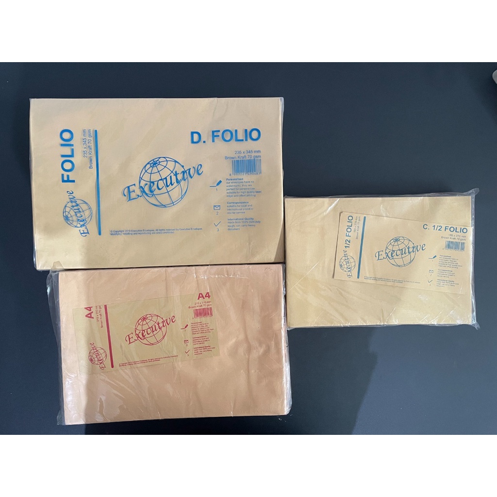 

AMPLOP COKLAT EXECUTIVE 70 GSM BROWN KRAFT ENVELOPE ISI 100 - 1/2 FOLIO